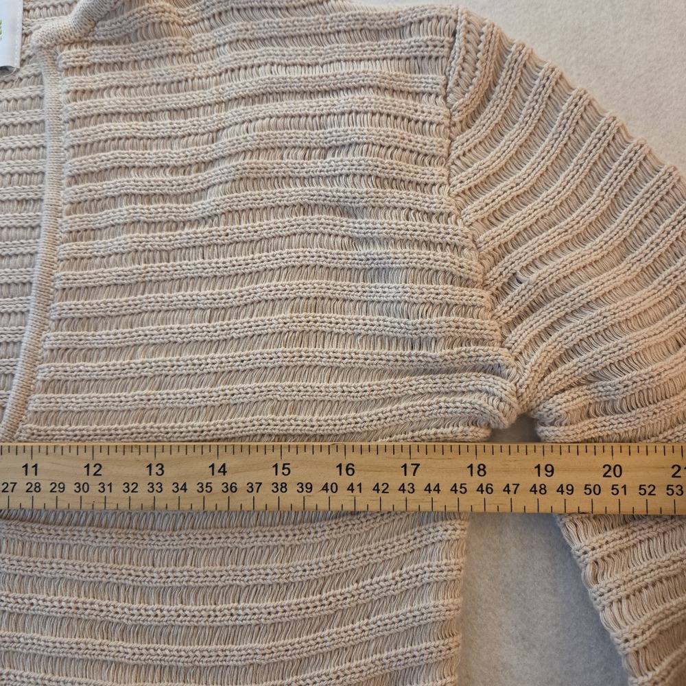 Celandine Bead Trim Knit Long Sleeve Mini Shift Dress Size M/L Beige Boho Resort - Picture 3 of 7